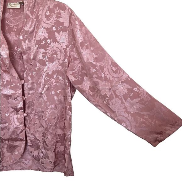 Victoria’s Secret Gold Label Vintage 90s Pink Satin Floral PJ Set Medium - Picture 8 of 16
